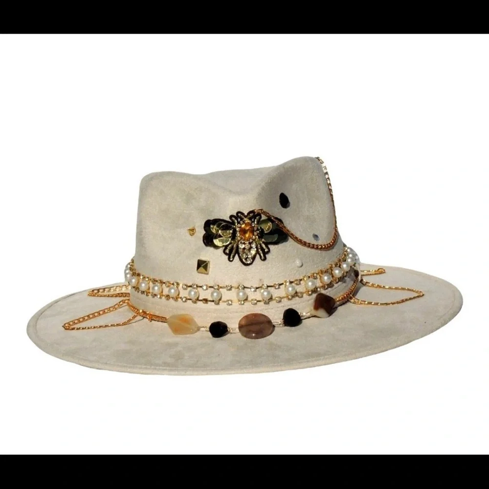 Handmade wide brim hat made in Mexico hand painted - Picture 10 of 15